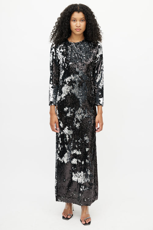 Marques
Almeida Black 
Silver Sequin Maxi Dress