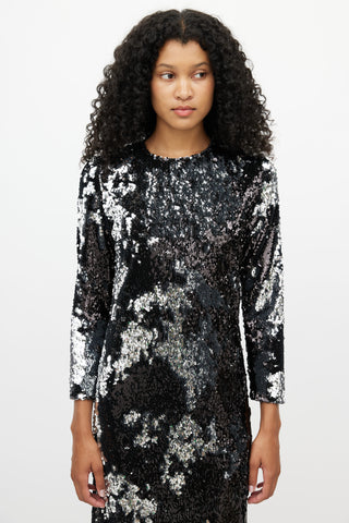 Marques
Almeida Black 
Silver Sequin Maxi Dress