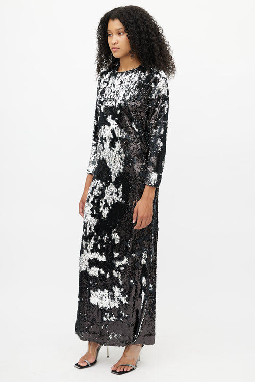 Marques
Almeida Black 
Silver Sequin Maxi Dress