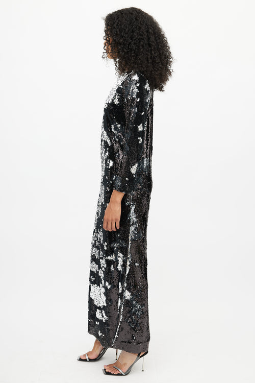 Marques
Almeida Black 
Silver Sequin Maxi Dress