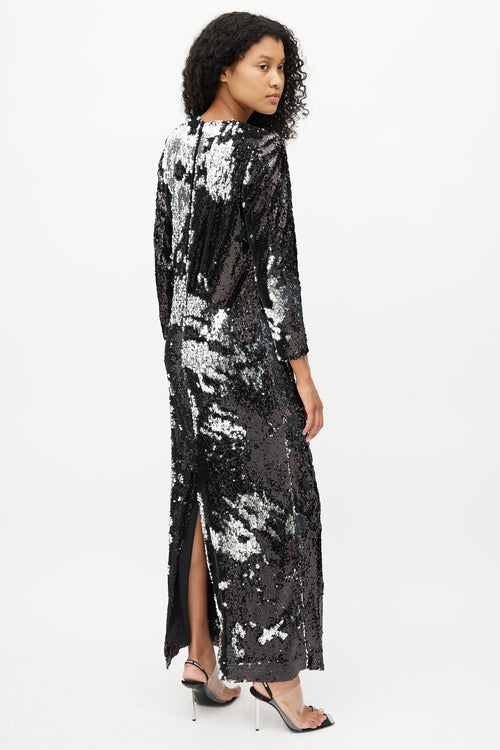 Marques
Almeida Black 
Silver Sequin Maxi Dress