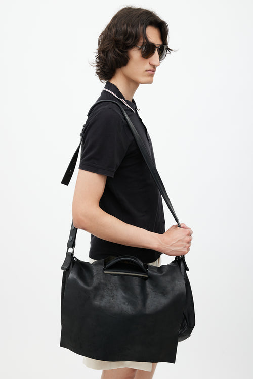 Marsèll Black Leather Messenger Bag