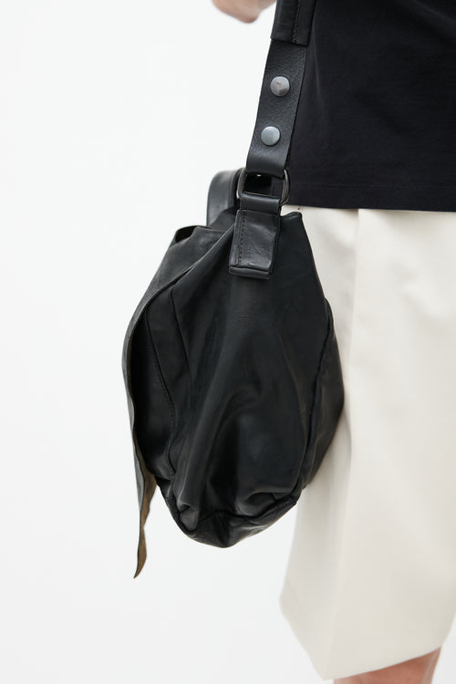 Marsèll Black Leather Messenger Bag