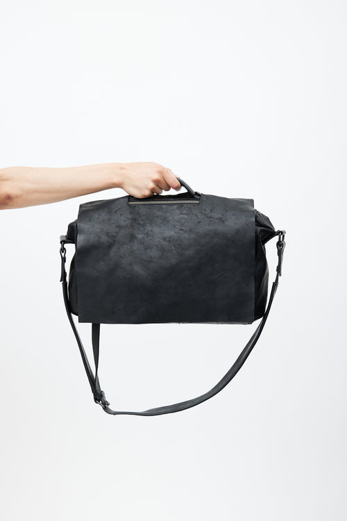 Marsèll Black Leather Messenger Bag