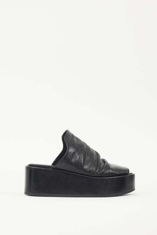 Marsèll Black Leather Platform Sandal