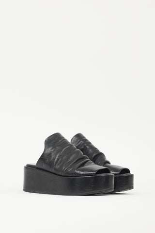 Marsèll Black Leather Platform Sandal