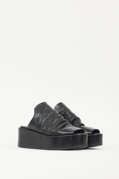 Marsèll Black Leather Platform Sandal