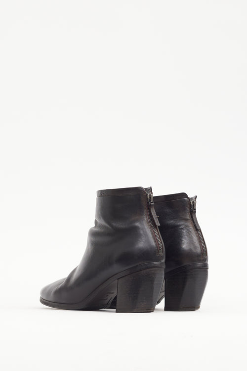 Marsèll Black Leather Sculptural Heel Boot