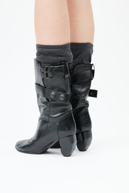  Black Leather 
Sock Boot