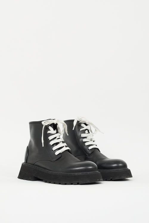 Marsèll Black Leather Micarro Platform Ankle Boot