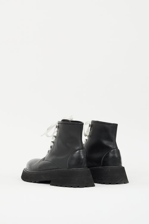 Marsèll Black Leather Micarro Platform Ankle Boot