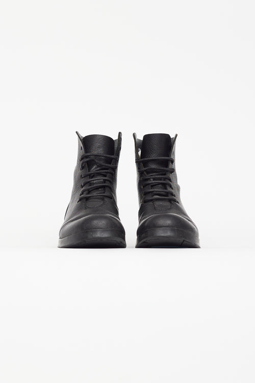 Marsèll Black Smooth Leather Combat Boot