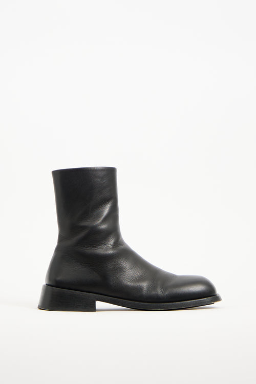 Marsèll Black Leather Zip Ankle Boot