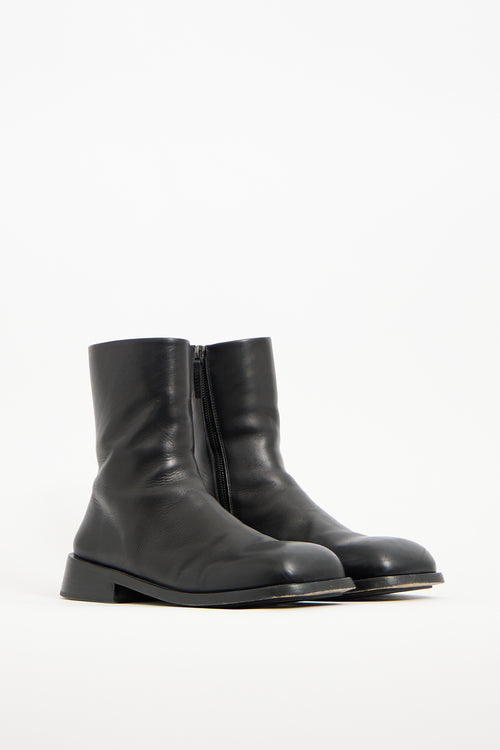 Marsèll Black Leather Zip Ankle Boot