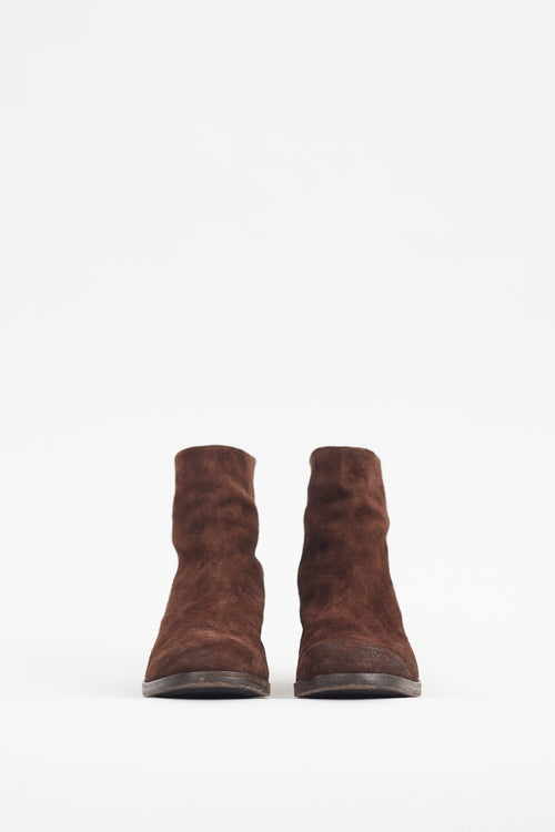 Marsèll Brown Distressed Suede Ankle Boot