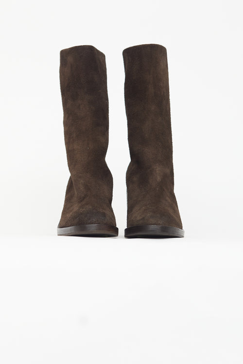 Marsèll Dark Brown Suede Heeled Boot