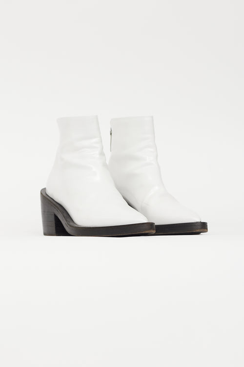 Marsèll White 
Black Patent Pointed Toe Ankle Boot