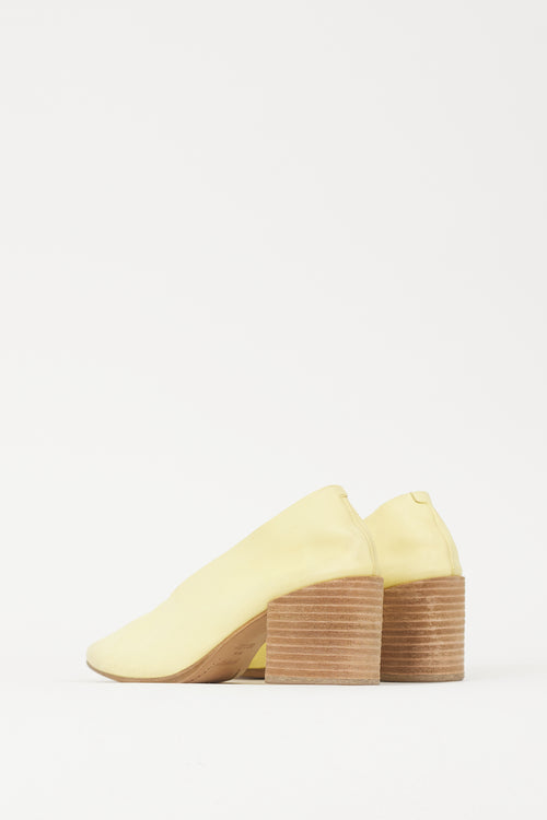 Marsèll Yellow 
Brown Leather Rounded Toe Pump