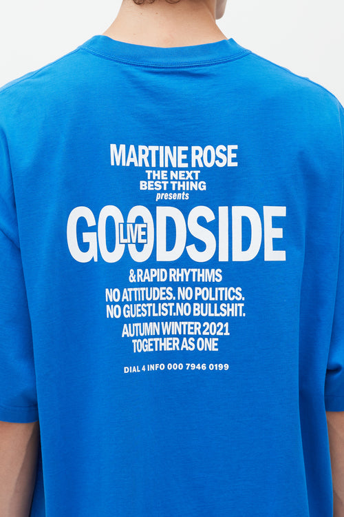 Martine Rose 2021 Blue 
Multicolour Goodside Logo T-Shirt