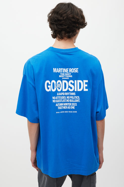 Martine Rose 2021 Blue 
Multicolour Goodside Logo T-Shirt