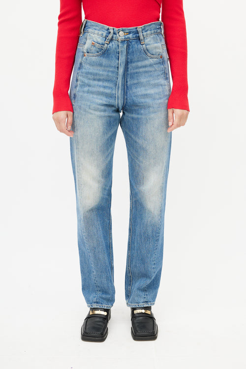 Martine Rose Blue Washed Zip Denim Jeans