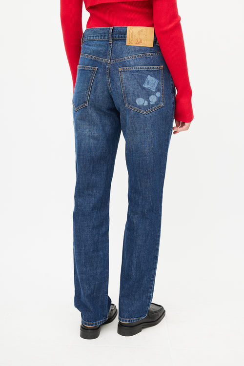 Martine Rose Navy Dark Wash Trompe L
oeil Denim Jeans