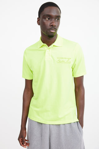 Martine Rose Neon 
Blue Green Logo Polo