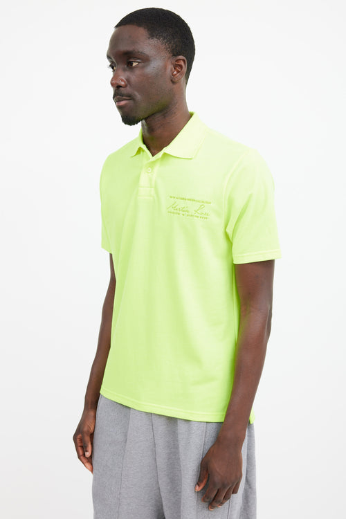 Martine Rose Neon 
Blue Green Logo Polo