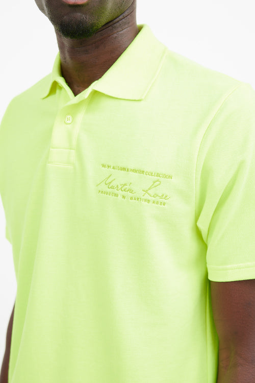 Martine Rose Neon 
Blue Green Logo Polo