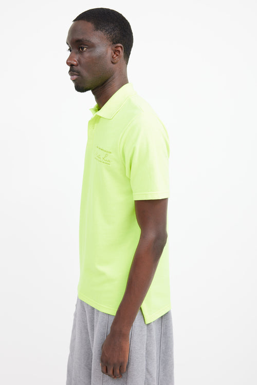 Martine Rose Neon 
Blue Green Logo Polo