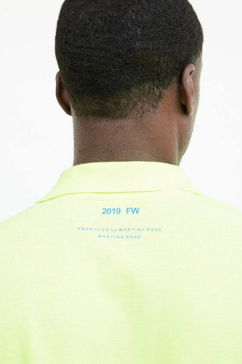 Martine Rose Neon 
Blue Green Logo Polo