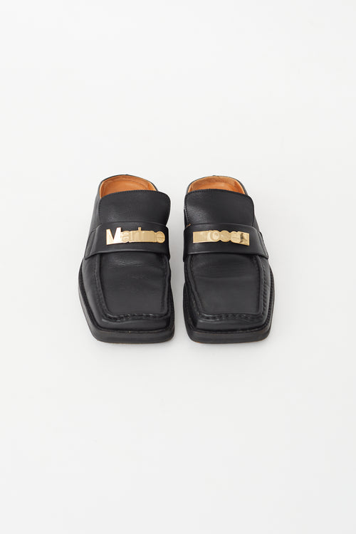 Martine Rose Black Leather Logo Square Toe Mule