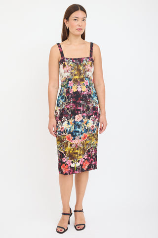 Mary Katrantzou Black 
Multicolour Floral Dress