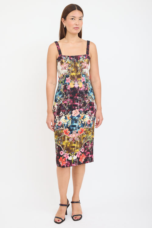 Mary Katrantzou Black 
Multicolour Floral Dress