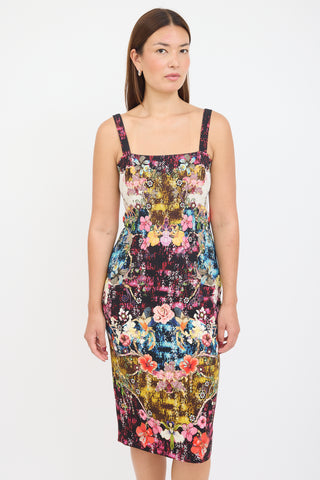 Mary Katrantzou Black 
Multicolour Floral Dress