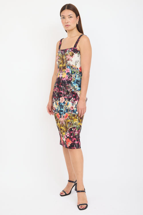 Mary Katrantzou Black 
Multicolour Floral Dress