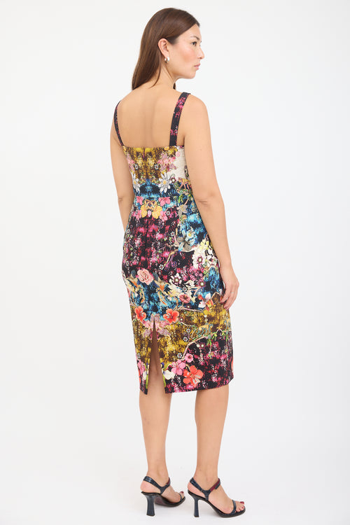 Mary Katrantzou Black 
Multicolour Floral Dress