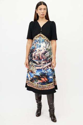 Mary Katrantzou Black 
Multicolour Garden Dress