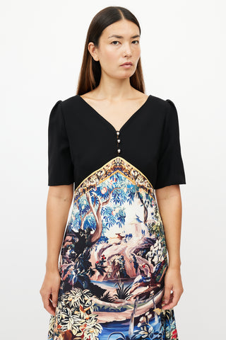 Mary Katrantzou Black 
Multicolour Garden Dress