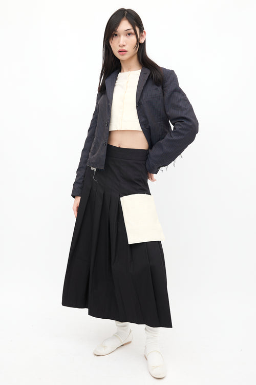 Maryam Nassir Zadeh Black 
Begie Pleated Pocket Skirt