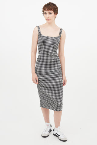 Maryam Nassir Zadeh Black 
White Seersucker Gingham Dress