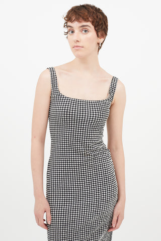 Maryam Nassir Zadeh Black 
White Seersucker Gingham Dress