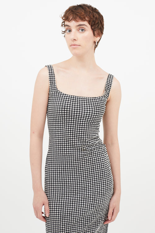 Maryam Nassir Zadeh Black 
White Seersucker Gingham Dress