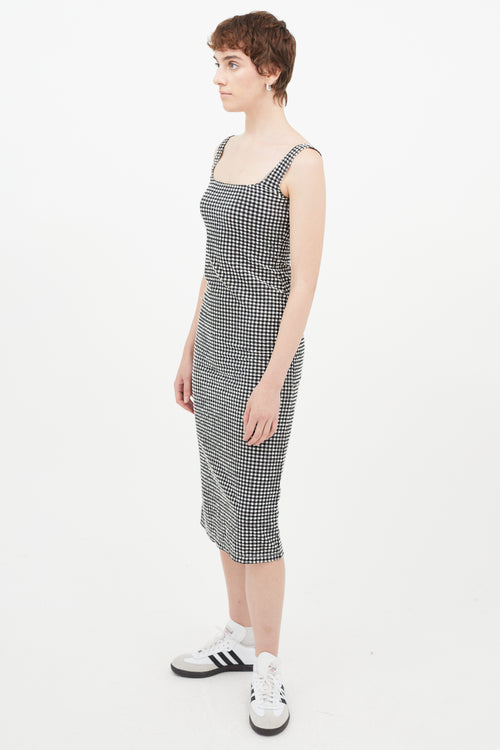 Maryam Nassir Zadeh Black 
White Seersucker Gingham Dress