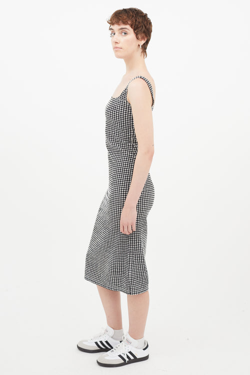 Maryam Nassir Zadeh Black 
White Seersucker Gingham Dress