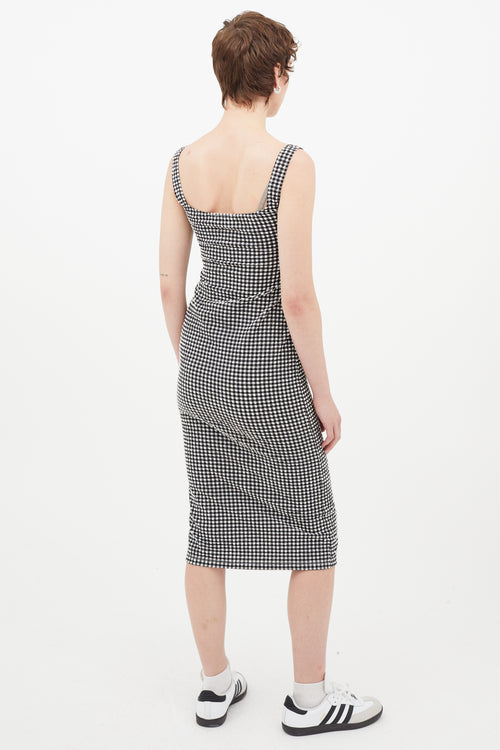 Maryam Nassir Zadeh Black 
White Seersucker Gingham Dress