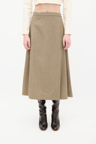 Maryam Nassir Zadeh Brown 
White Wool Check Wrap Skirt