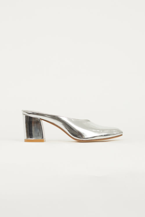 Maryam Nassir Zadeh Silver Leather Heeled Mule