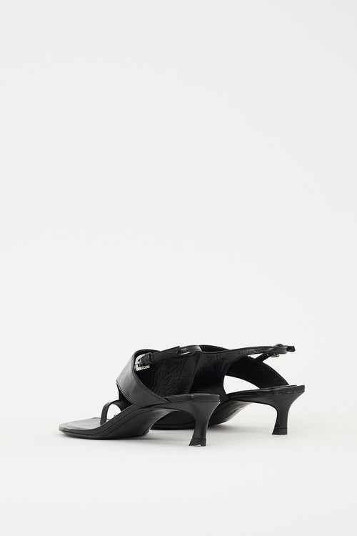 Massimo Dutti Black Leather Slingback Glove Low Heel