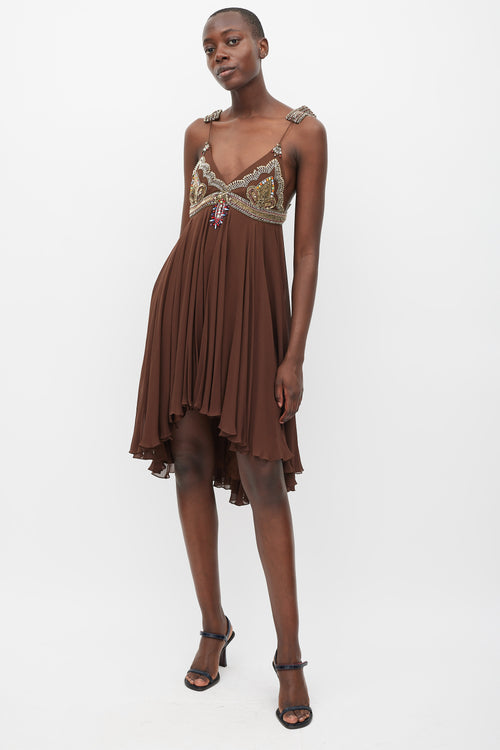 Matthew Williamson Brown Silk Embellished Dress